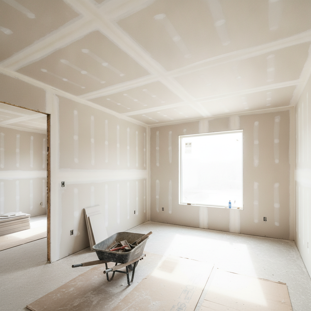 done drywall installation - No Face and No Text